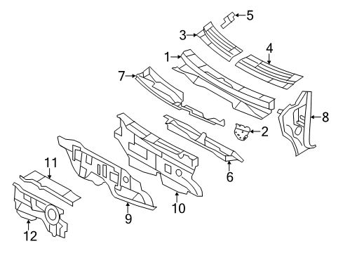 2007 Ford Edge Cowl Insulator Diagram for AT4Z-7801670-A