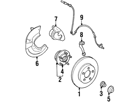 2002 Lincoln Town Car Anti-Lock Brakes Rear Sensor Ring Diagram for 1W1Z-2C189-AA