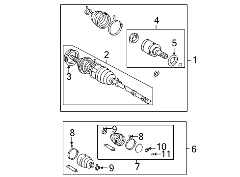 2006 Pontiac Vibe Drive Axles - Rear Joint Kit, Rear Wheel Drive Shaft Inner Cv Diagram for 88969208