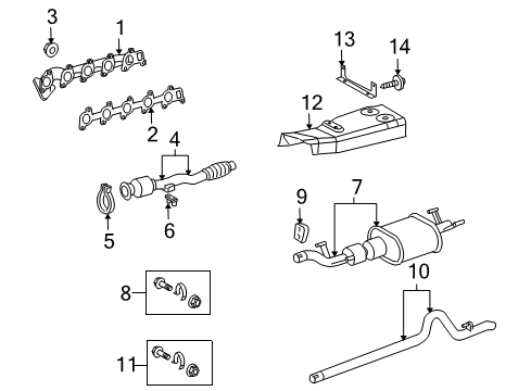 2003 Dodge Sprinter 3500 Exhaust Components, Exhaust Manifold Exhaust Pipe Diagram for 5119758AA