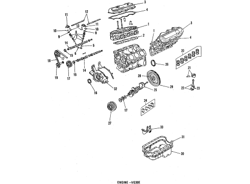 1990 Nissan Maxima Engine Parts, Mounts, Cylinder Head & Valves, Camshaft & Timing, Oil Pan, Oil Pump, Crankshaft & Bearings, Pistons, Rings & Bearings Gasket Kit-Engine Diagram for A0101-85E8E