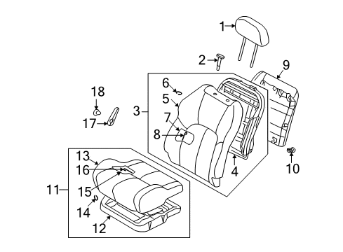 2004 Chrysler Sebring Front Seat Components Front Seat Cushion Diagram for MR958982YA