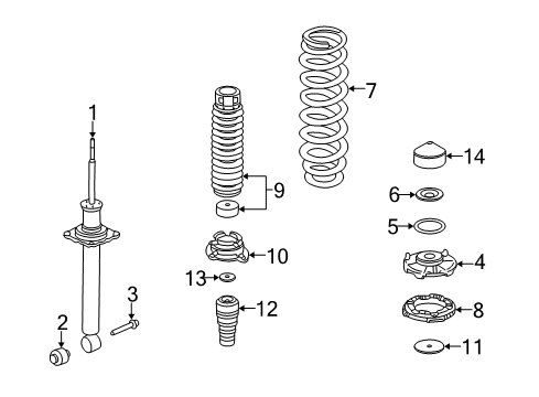 1999 Acura RL Struts & Components - Rear Shock Absorber Unit, Rear Diagram for 52611-SZ3-024