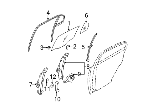 2008 Hyundai Accent Rear Door Glass-Rear Door Window, RH Diagram for 83421-1E011