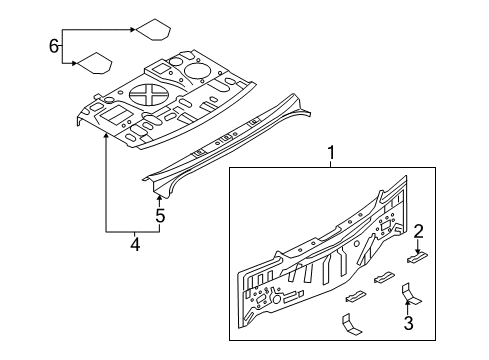 2011 Infiniti M37 Rear Body Plate Diagram for 27466-EG000
