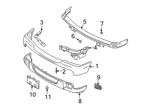 2011 Ford Ranger Front Bumper Bumper Cover Diagram for 6L5Z-17D957-BAPTM