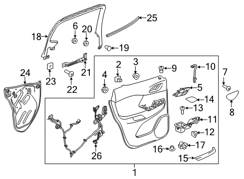 2020 GMC Acadia Interior Trim - Rear Door Door Trim Panel Diagram for 84598892