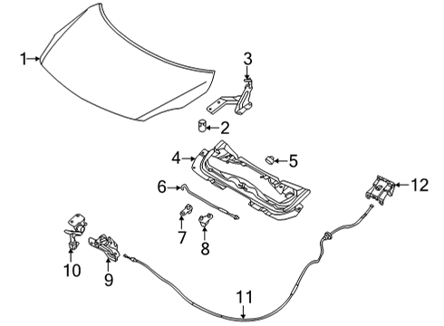 2020 Nissan Versa Hood & Components Bell Crank-Hood Lock Diagram for 65603-5EF0A