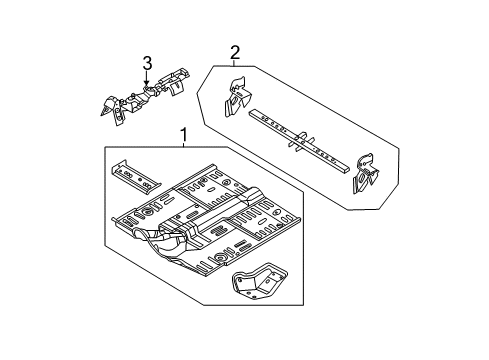 2001 Chrysler PT Cruiser Pillars, Rocker & Floor - Floor & Rails Pan-Front Floor Diagram for 5179454AB