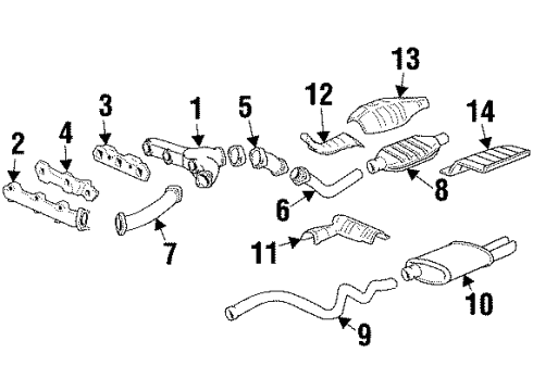 1991 Chevrolet Beretta Exhaust Components Exhaust Manifold Pipe Assembly Diagram for 10052106