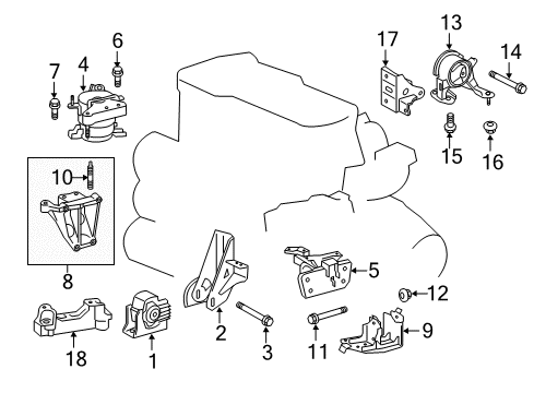 2013 Scion tC Engine & Trans Mounting Side Mount Bracket Diagram for 12325-36030