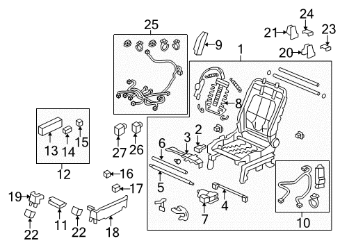 2014 Honda Pilot Tracks & Components Switch Assembly, Driver Side Power Seat (8Way) (Warm Gray) Diagram for 81650-S3V-A01ZH