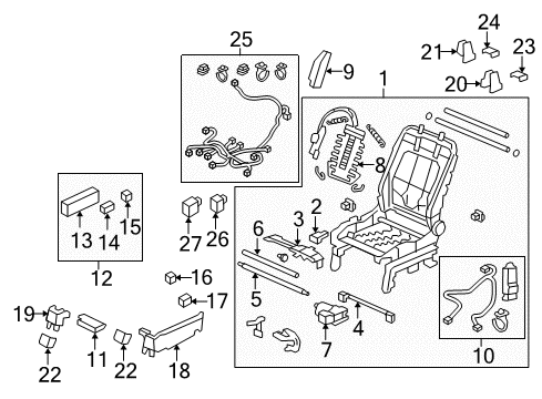 2014 Honda Pilot Tracks & Components Switch Assembly, Driver Side Power Seat (8Way) (Light Beige) Diagram for 81650-S3V-A01ZJ