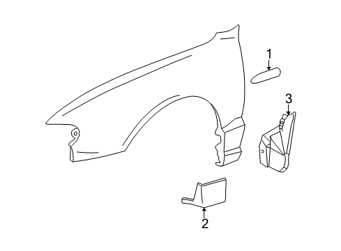 2003 Hyundai Accent Exterior Trim - Fender Moulding Assembly-Fender Waist Line, RH Diagram for 87712-25500-CA