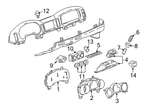 2005 Chevrolet SSR Cluster & Switches Heater & Air Conditioner Control Assembly Diagram for 15230831