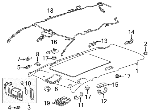 2017 Cadillac XT5 Interior Trim - Roof Grille Diagram for 22923874