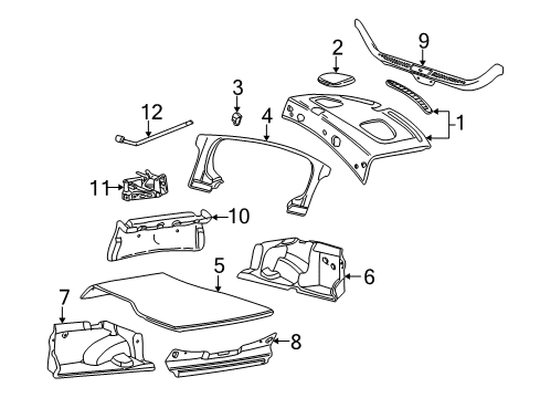 2000 Lincoln LS Interior Trim - Rear Body Wrench Diagram for YW4Z-17035-AA