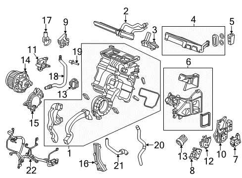 2016 Acura MDX Air Conditioner Evaporator Sub-Assembly Diagram for 80215-TZ5-A71