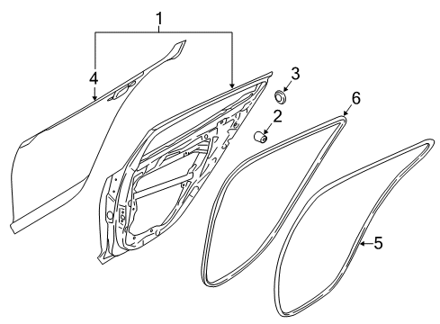 2020 Kia Stinger Rear Door WEATHERSTRIP-Rear Door Body Side Diagram for 83120J5000