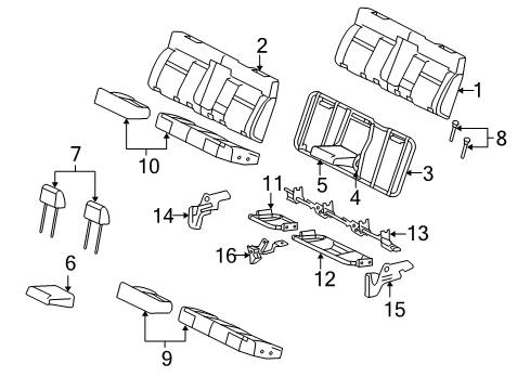 2008 Ford F-150 Rear Seat Components Seat Back Cover Diagram for 7L3Z-1666600-AB