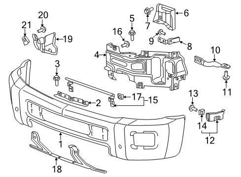 2017 Chevrolet Silverado 2500 HD Front Bumper Winch Bolt Diagram for 11589165