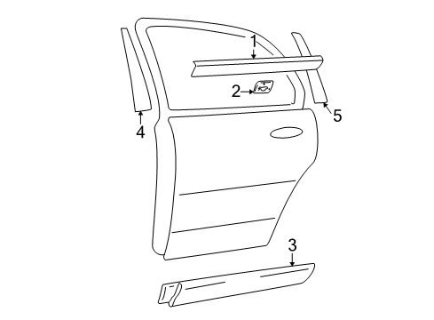 2002 Hyundai Santa Fe Exterior Trim - Rear Door Garnish Assembly-Rear Door RH Diagram for 87732-26900