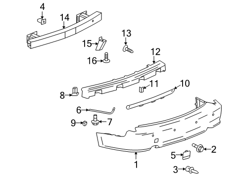 2007 Cadillac SRX Rear Bumper Side Bracket Nut Diagram for 11561450