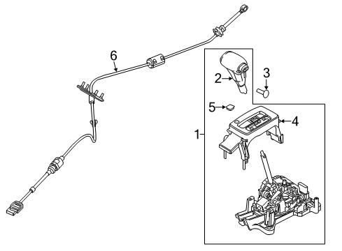 2008 Ford Fusion Gear Shift Control - AT Gear Shift Assembly Diagram for 6E5Z-7210-H