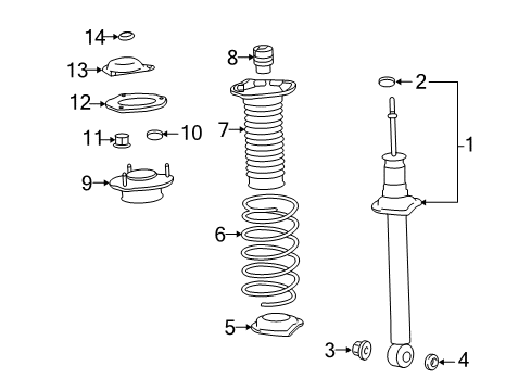 2013 Lexus LS600h Struts & Components - Rear Cap, Shock ABSORBER Diagram for 48553-50100