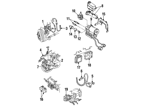 1998 Oldsmobile LSS ABS Components MDL REMAN Diagram for 19244928