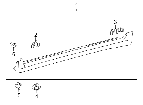 2013 Toyota Corolla Exterior Trim - Pillars, Rocker & Floor Rocker Molding Retainer Diagram for 75862-02020