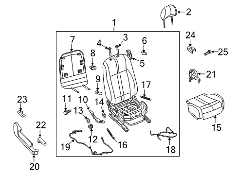 2008 Nissan Altima Front Seat Components Cushion Assembly - Front Seat Diagram for 87300-ZX13M