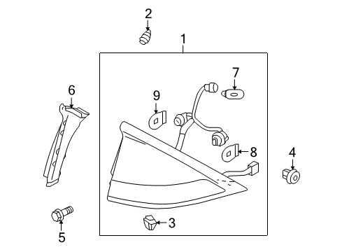 2014 Honda Insight Bulbs Grommet, RR. Combination Light Diagram for 90650-TM8-003