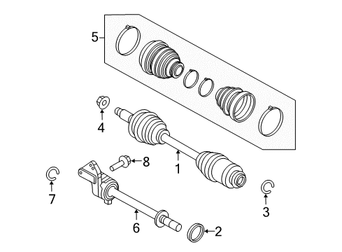 2011 Mercury Milan Drive Axles - Front Inner Shaft Diagram for AE5Z-3A329-A