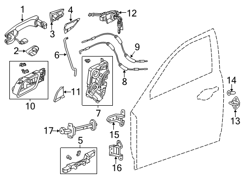 2013 Acura ILX Front Door Rod Set, Left Front Door Latch Diagram for 72153-TX6-305