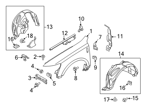 2013 Lincoln MKT Fender & Components Fender Diagram for AE9Z-16005-A