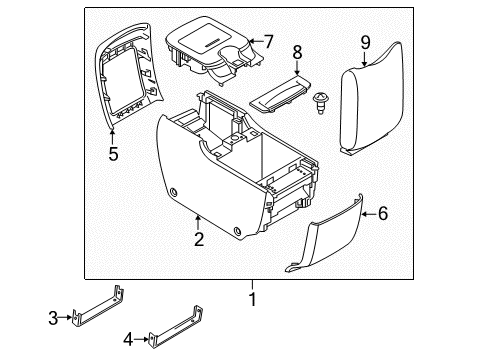 2020 Nissan Armada Rear Console Bracket - Console Diagram for 96990-1LA0A