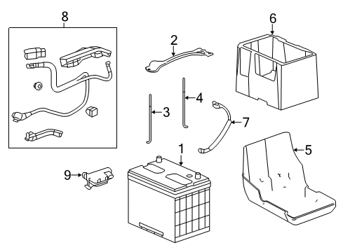 2014 Honda Accord Battery Box, Battery (80D) Diagram for 31521-T2G-A00