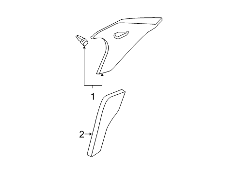 2008 Nissan Maxima Interior Trim - Quarter Panels Finisher-Rear Pillar, LH Diagram for 76935-ZK001