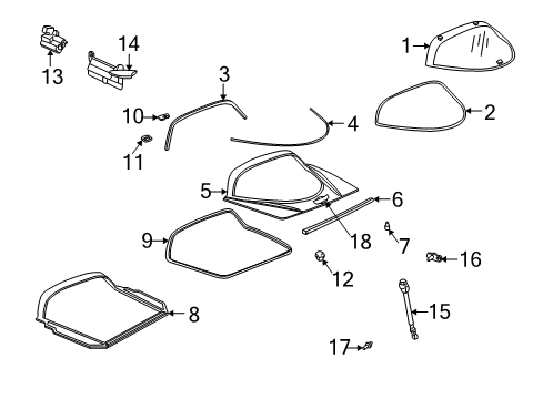 1999 Chevrolet Corvette Lift Glass - Glass & Hardware Emblem Diagram for 19207385