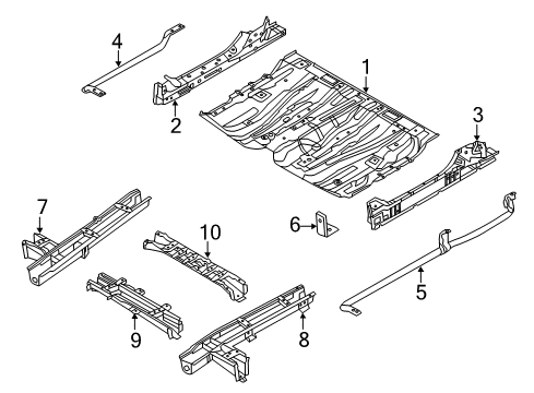 2013 Nissan Quest Floor & Rails Floor Front Diagram for 74300-1JA0A