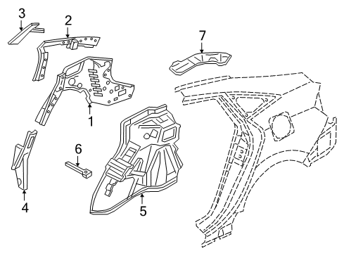 2019 Honda Civic Inner Structure - Quarter Panel Extension, R. RR. Wheel Arch Reinforcement Diagram for 64320-TEA-305ZZ