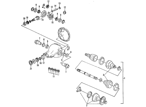 1989 Ford Thunderbird Rear Axle, Differential, Propeller Shaft Universal Joints Diagram for E9SZ-4635-Z