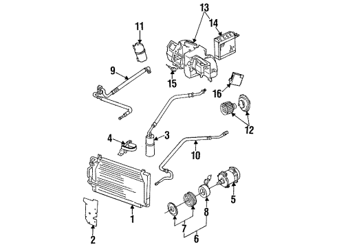 1991 Dodge Monaco Blower Motor & Fan Hose ACCUMULATOR To COMPRE Diagram for 36003705