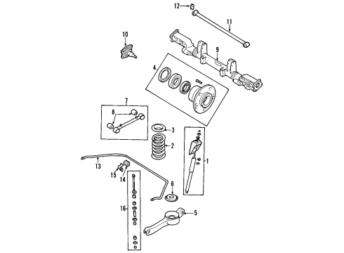 2003 Kia Sedona Rear Axle, Stabilizer Bar, Suspension Components Rear Wheel Hub Assembly Diagram for 0K55326060B