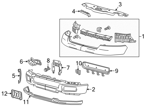 2006 Lincoln Mark LT Front Bumper License Bracket Diagram for 5L3Z-17A385-AAA
