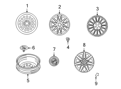 2005 Chrysler Sebring Wheels, Covers & Trim Wheel Alloy Diagram for WS97PAKAC