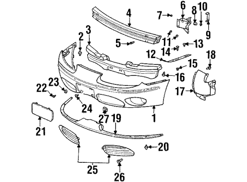 2002 Oldsmobile Aurora Front Bumper Grille Nut Diagram for 22555343