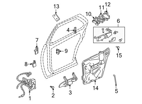 2002 Cadillac Seville Rear Door - Lock & Hardware Mini Wedge Rear Door Latch Actuator Diagram for 16637807