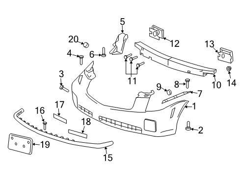 2006 Cadillac CTS Front Bumper Liner Extension Diagram for 10387369
